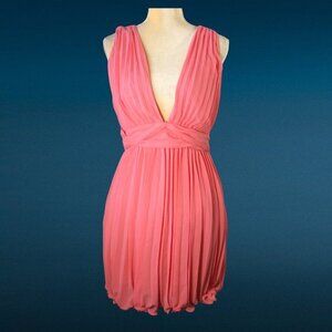 One33 Social Pink Pleated With Plunging Neck Line Dress Size 8 NWT